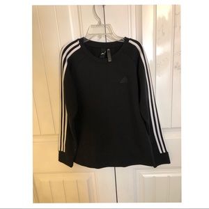 Adidas Black and White Striped Sleeve Sweatshirt